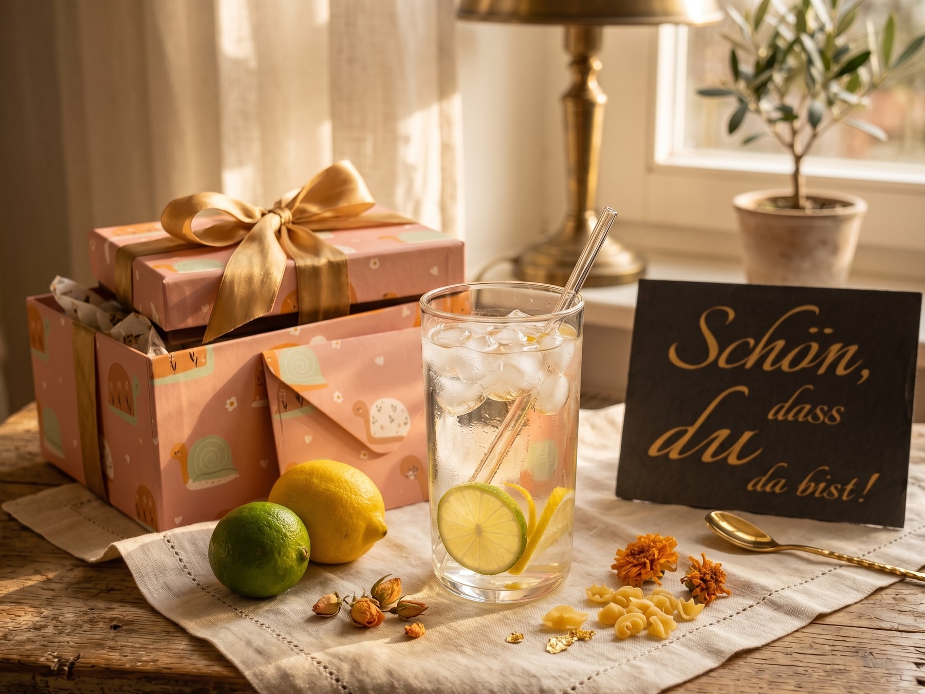 Kalter klarer Drink als Serviervorschlag im JumboDrinx Glas mit Glasstrohhalm